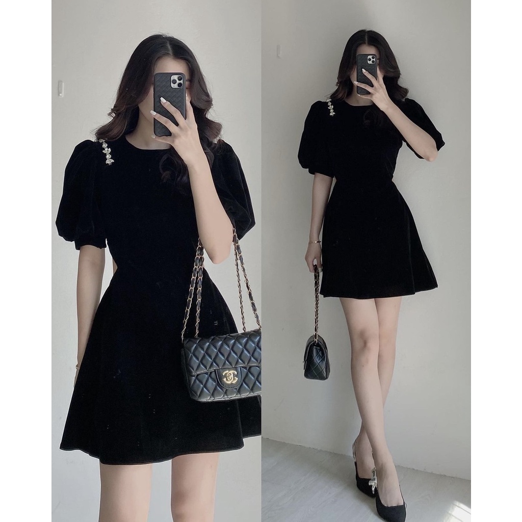 Set váy jeans tiểu thư đính cúc cao cấp Simbabo