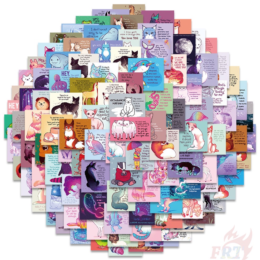 Bộ 100 / 100 Món Đồ Chơi Chất Lượng Cao ❉ Q Animal. Miếng Dán Trang Trí Thiết Kế Ngộ Nghĩnh ❉ Sticker Dán Tường Chống Thấm Nước Họa Tiết Doodle Hợp Thời Trang