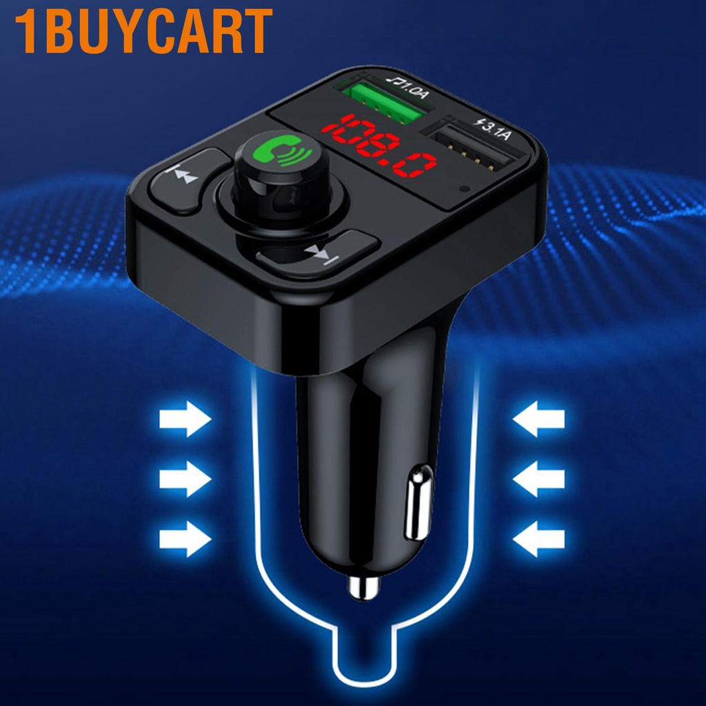 1buycart Bluetooth Adapter FM Transmitter Wireless Radio Dual Ports Car Music Player Receiver