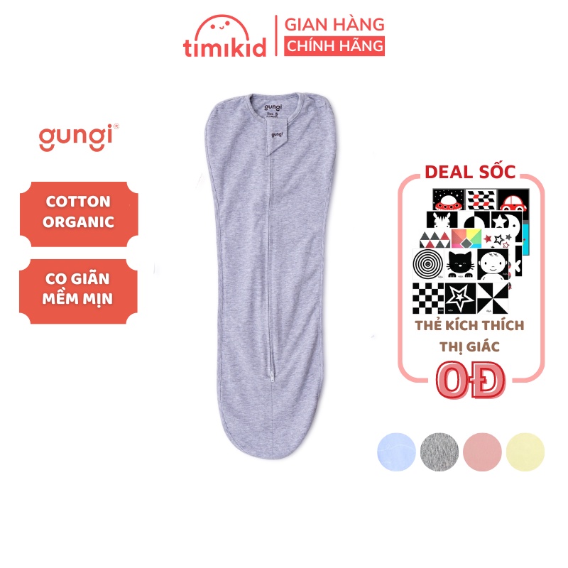 Túi Ngủ, Nhộng Chũn GUNGI Infant Breezy Thoáng Mát Chống Giật Mình - Mẫu Trơn - TIMIKID