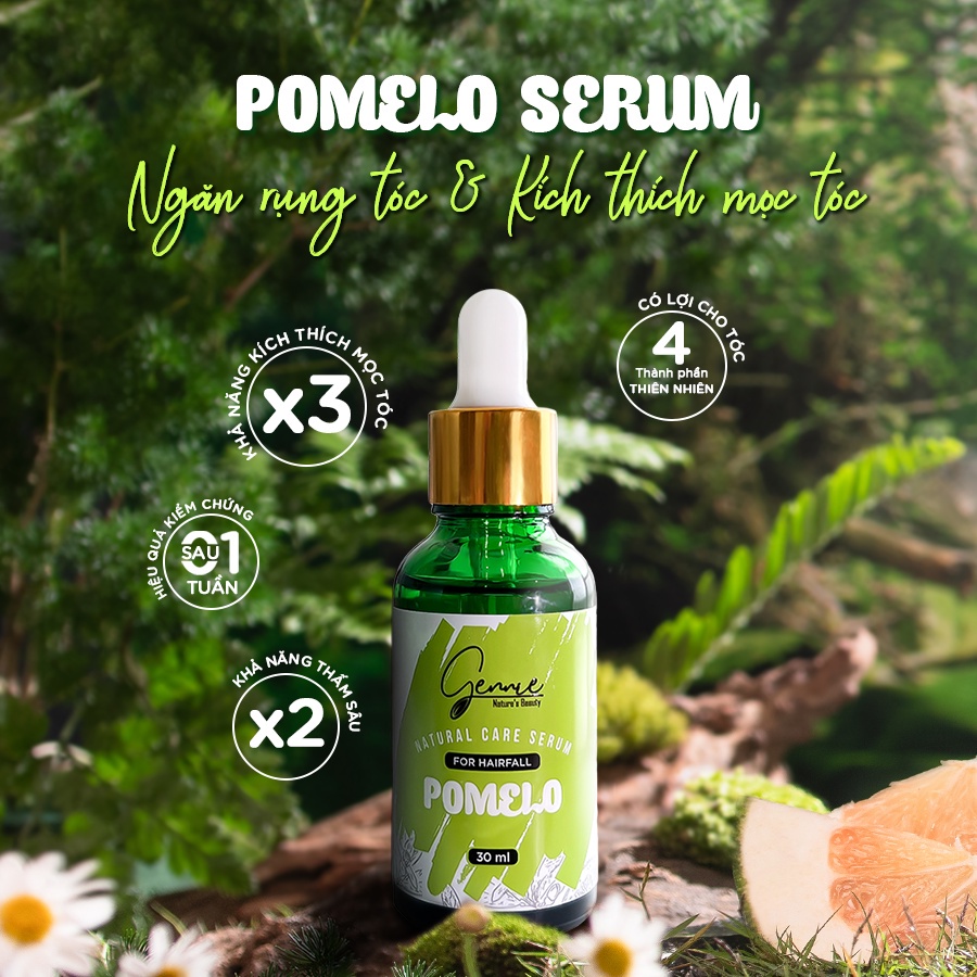 Tinh Dầu Bưởi Ngăn Ngừa Gãy Rụng &amp; Kích Thích Mọc Tóc Gennie Natural Care Serum Pomelo For Hairfall 30ml