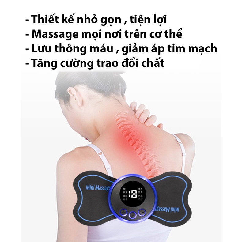 Máy massage mini cầm tay giúp tăng cường tuần hoàn mạch máu - Miếng dán massage xung điện giảm áp lực cho tim mạch