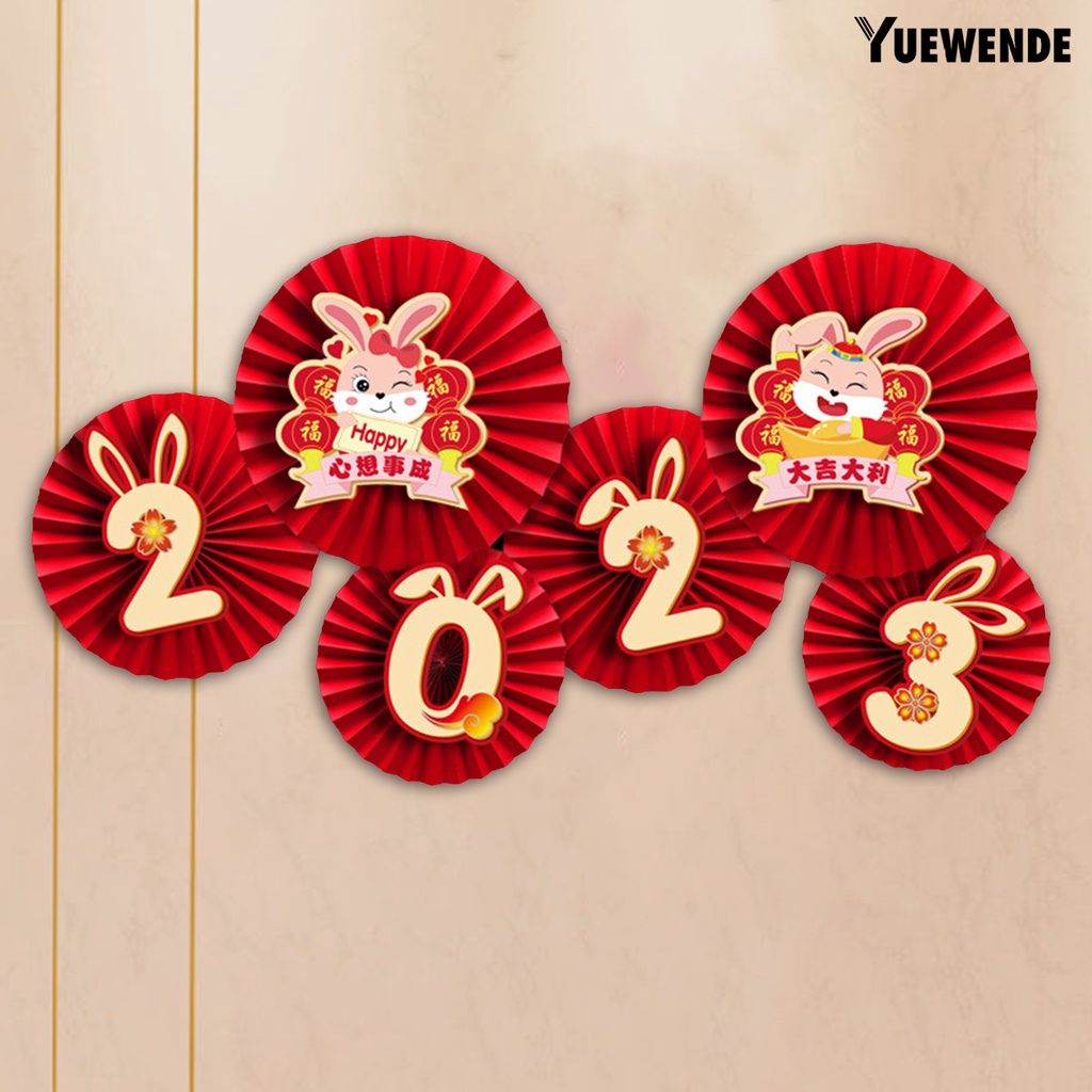 Set 6 Quạt Giấy Truyền Thống Không Phai Trang Trí Năm Mới 2023