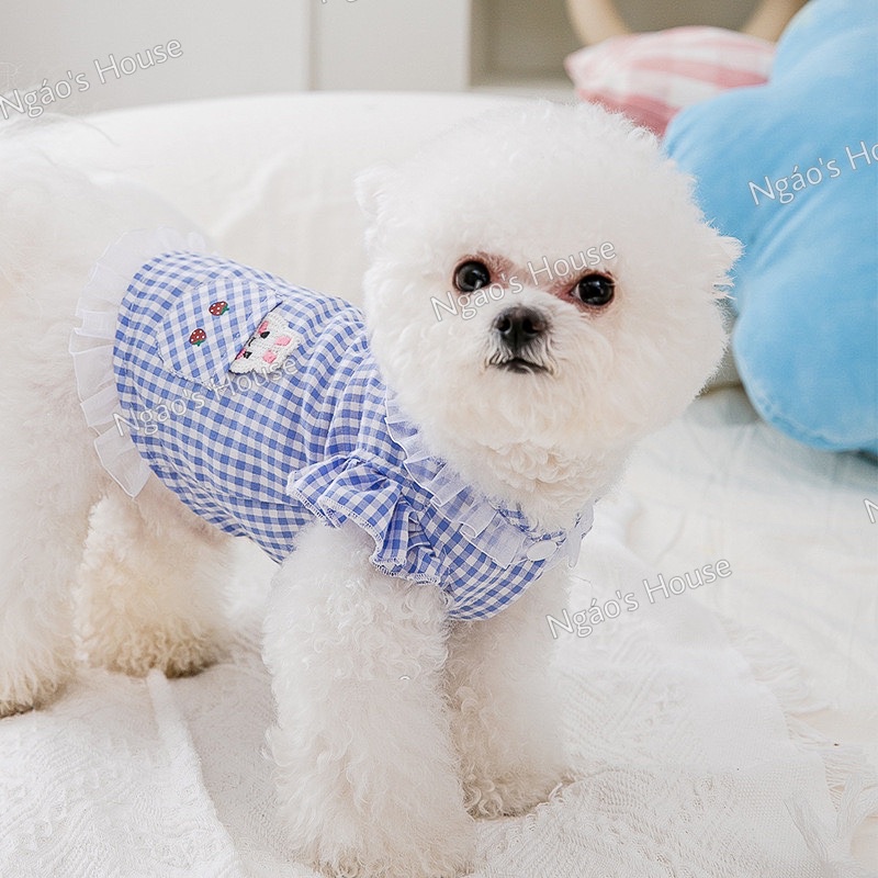 Áo dây ren dễ thương đính hình thỏ cho chó mèo, thú cưng