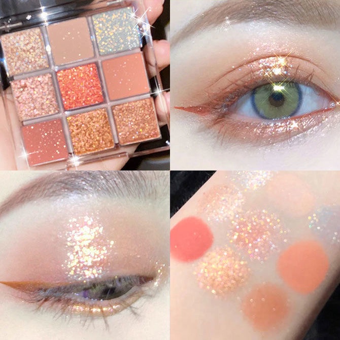 Bảng Phấn Mắt 9 Màu Sắc Tông Lì / Lấp Lánh Chống Thấm Nước