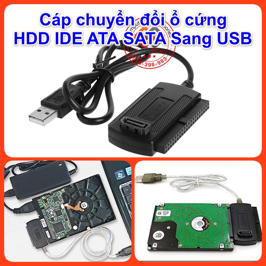 Cáp chuyển đổi ổ cứng HDD IDE SATA sang USB máy tính PC Laptop kết nối HDD 2.5" 3.5 inch ATA 40Pin 44Pin DVD thẻ EDC DOM
