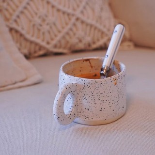 Cốc sứ uống cafe vẩy mực có quai cầm hot trend phong cách hàn quốc 280ml