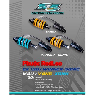 Phuộc Redleo bình dầu rời dành cho xe Exciter150 /Winner/Sonic màu xanh nitron và Vàng bình dầu xám