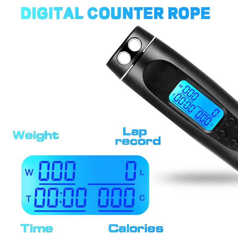 Dây Nhảy Đếm Calorie Điện Tử Thông Minh Có Thể Điều Chỉnh Dây Hoặc Không Lõi