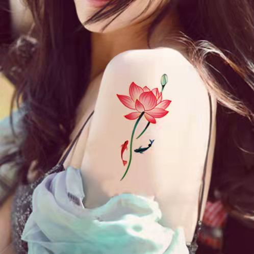 Hình Xăm Dán Tạm Thời Chống Nước Chống Mồ Hôi Che Phủ Vết Sẹo Hình Hoa Sen Cho Nam Và Nữ