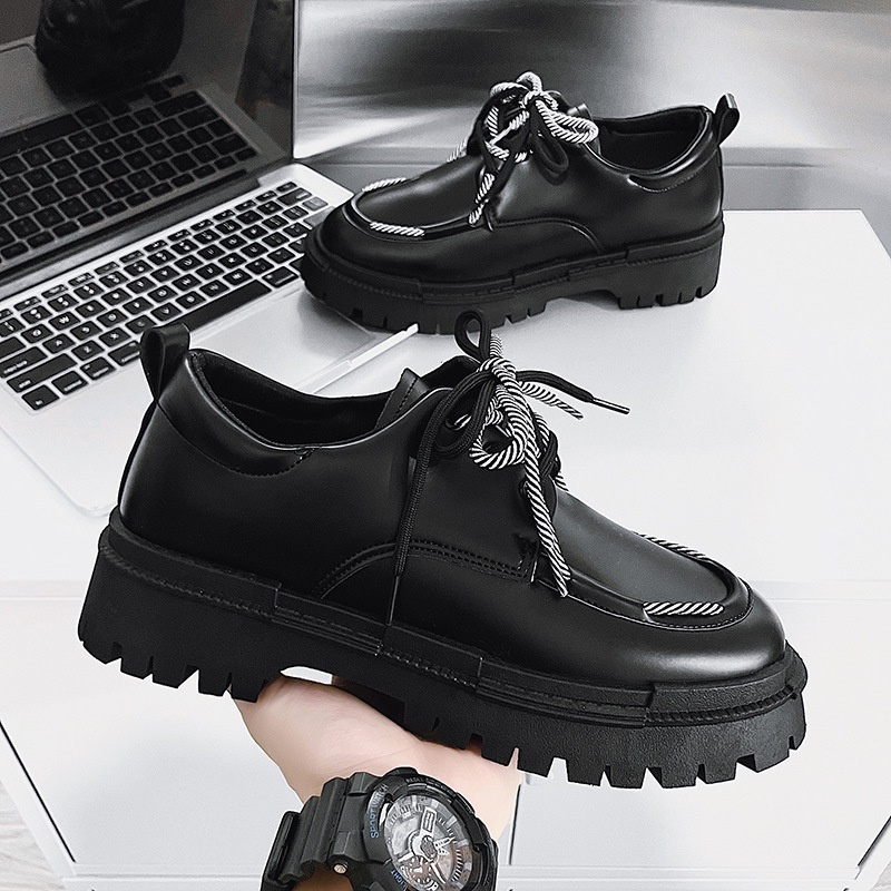 ✔️TẶNG QUÀ Giày boot da nam cổ lửng buộc dây, giầy tây hàn quốc dr martens ulzzang  thời trang đế tăng cao Nx | BigBuy360 - bigbuy360.vn