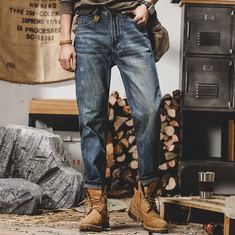 Quần Jeans Dài Lưng Vừa Có Khóa Kéo Phong Cách Hong Kong Trẻ Trung Cho Nam