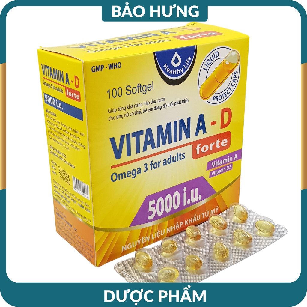 Viên uống bổ sung Vitamin A-D Forte 5000 I.U tăng khả năng hấp thụ canxi cho phụ nữ có thai, trẻ đang độ tuổi phát triển
