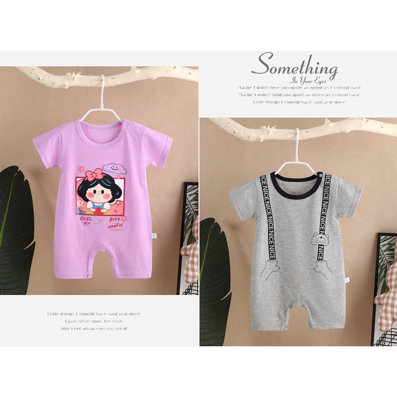 （0-12 tháng mũ miễn phí） Bộ bodysuit cho bé cộc tay chất Thun lạnh siêu mát vải Cotton mềm mịn, Bodysuit cho bé dễ thương