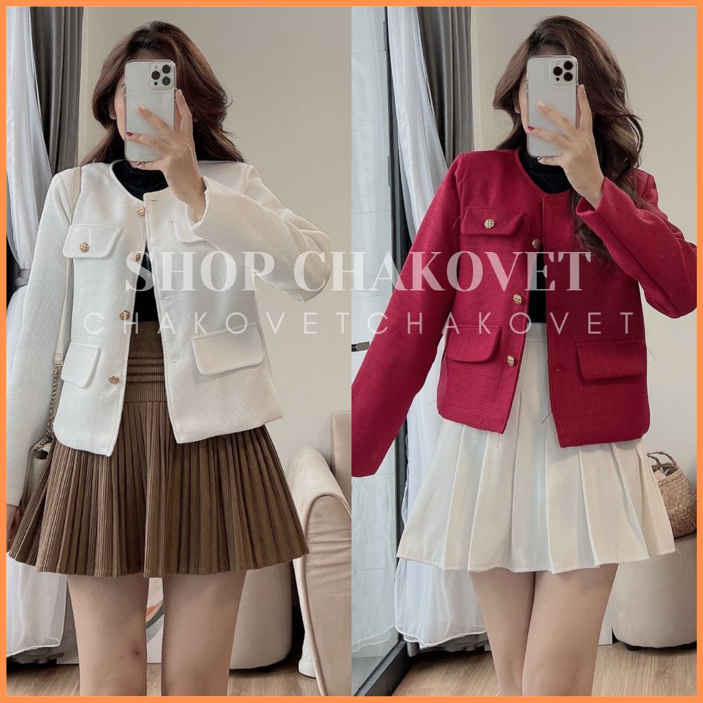 Áo Khoác Dạ Tweed Cao Cấp 2 Lớp Tiểu Thư Đi Chơi Dự Tiệc A8544 Áo Khoác Cardigan Mix Cúc Vàng Cực Sang Trọng