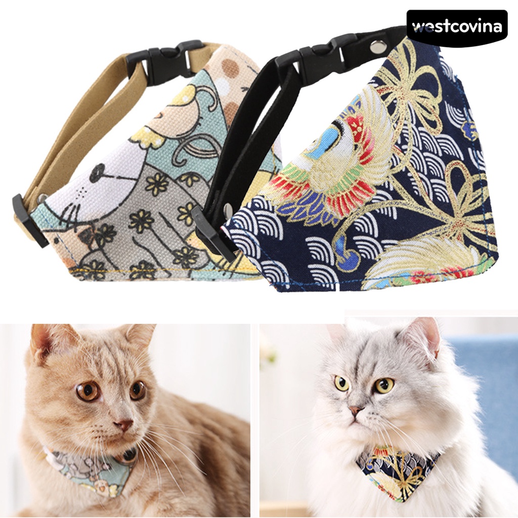 [Hot]♝Khăn Quàng Cổ Vải Canvas In Họa Tiết Dễ Thương Có Khóa Cài Tùy Chỉnh Tiện Dụng Cho Thú Cưng