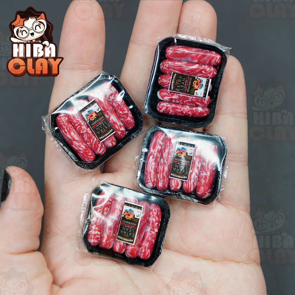 Mô hình 1 khay lạp xưởng siêu thị tí hon, đồ ăn mini mô hình cho búp bê DIY