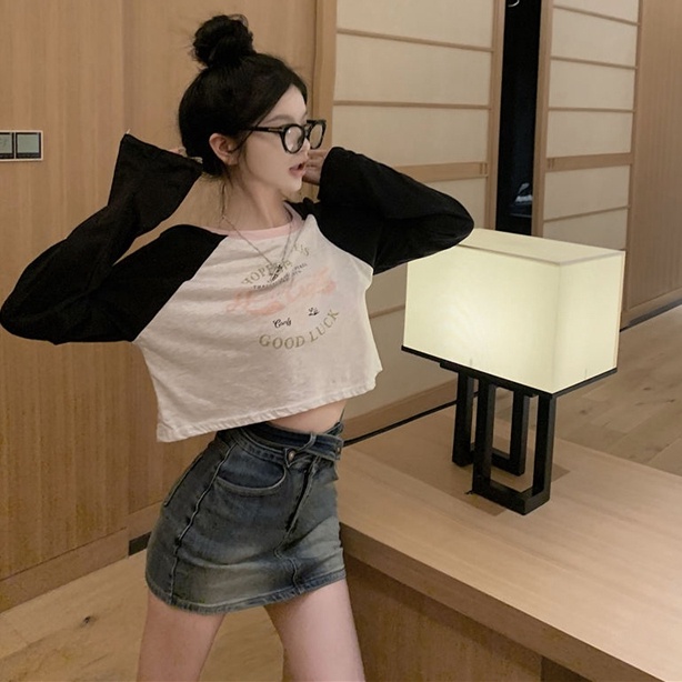 SUXI Áo Thun Tay Dài Dáng Rộng Màu Sắc Thời Trang Hàn Quốc Cho Nữ