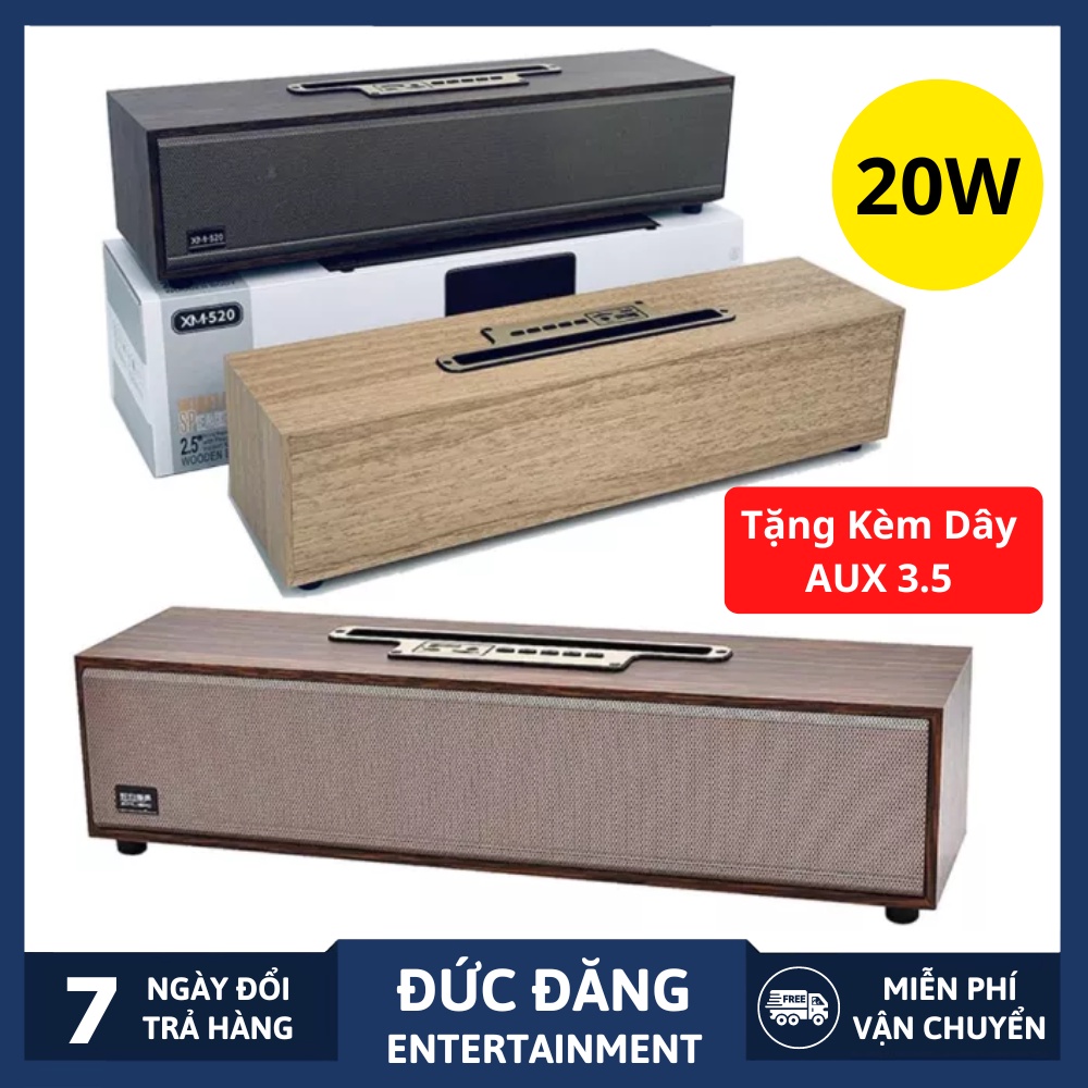 Loa Bluetooth XM 520 Vỏ Bằng Gỗ Cao Cấp Công Suất 20W Âm Thanh Cực Chất,Bass Mạnh,Thiết Kế Giá Đỡ Điện Thoại BH 12 Tháng