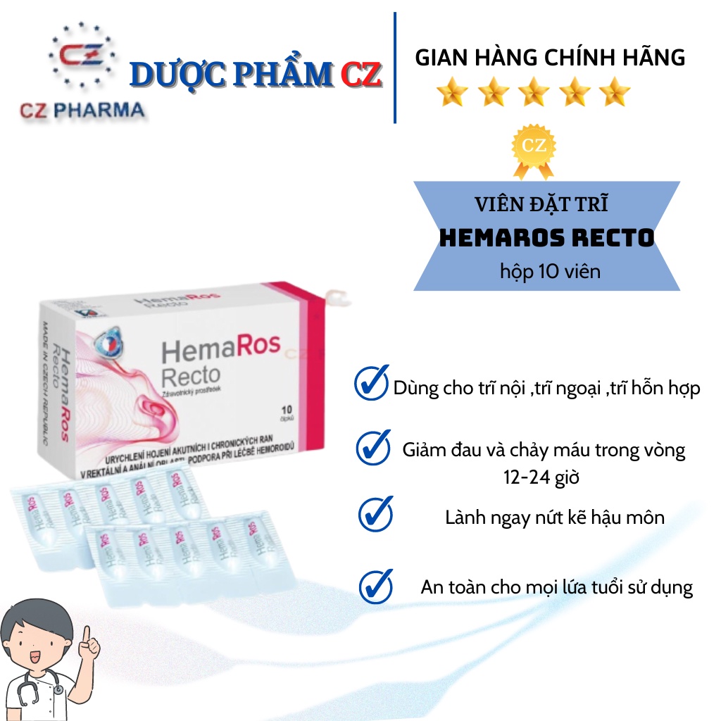 VIÊN ĐẠN ĐẶT HEMAROS RECTO- GIÚP LÀM LÀNH VẾT THƯƠNG TRỰC TRÀNG, HẬU MÔN, TRĨ.