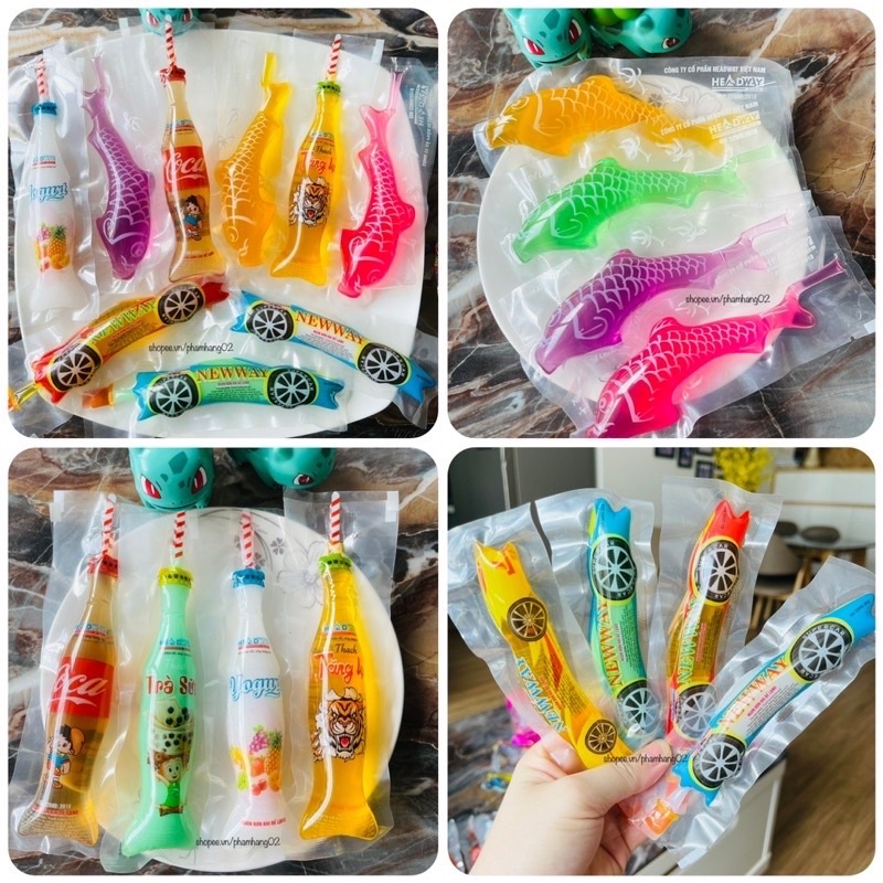 1kg thạch mix nhiều vị khác nhau (con cá, cô ca) zai ngon