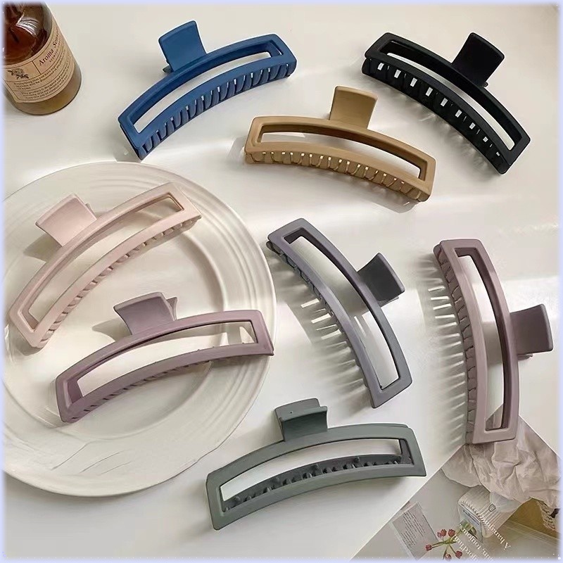 Kẹp Tóc Hình Cá Mập Màu Đen Nhám Phong Cách Hàn Quốc Cho Nữ