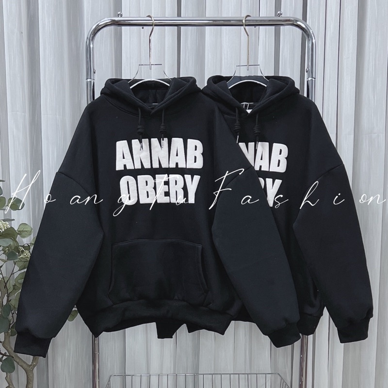Áo hoodie nỉ tàu chữ in nỗi Annab 4 màu M668
