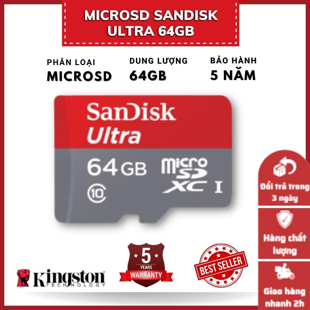 Thẻ Nhớ MicroSD SanDisk Ultra 64GB - Hàng nhập khẩu - Bảo Hành 5 năm