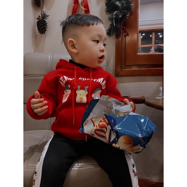 Áo nỉ bông noel có mũ siêu xinh siêu ấm cho bé trai bé gái từ 9-22kg