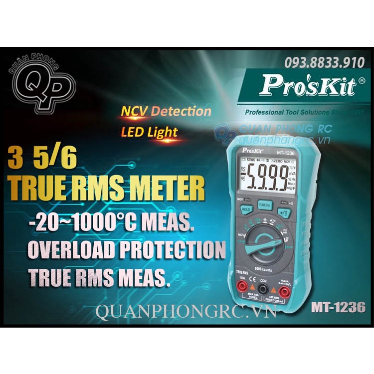 Đồng Hồ Đo Đa Năng Pro'sKit MT-1236 3-5/6 True RMS Digital Multimeter