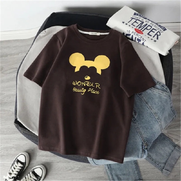 Áo thun SUXI dáng rộng họa tiết hoạt hình dễ thương thời trang mùa thu dành cho nữ