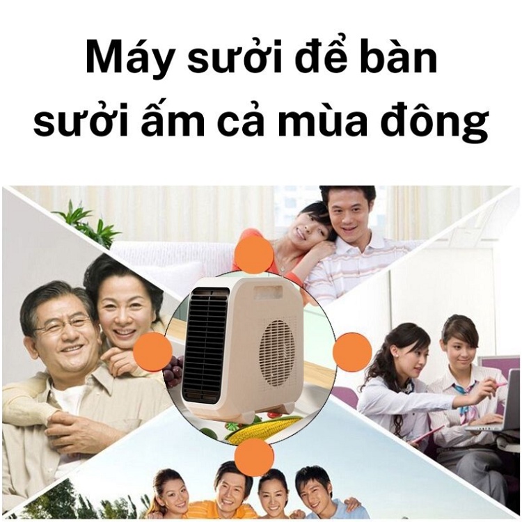 Máy Sưởi Mini NFJ008, Quạt Sưởi Ấm Xách Tay, Máy Sưởi Ấm Phòng Ngủ 2 Chiều - Làm Ấm Chân Tay - Mới 2022