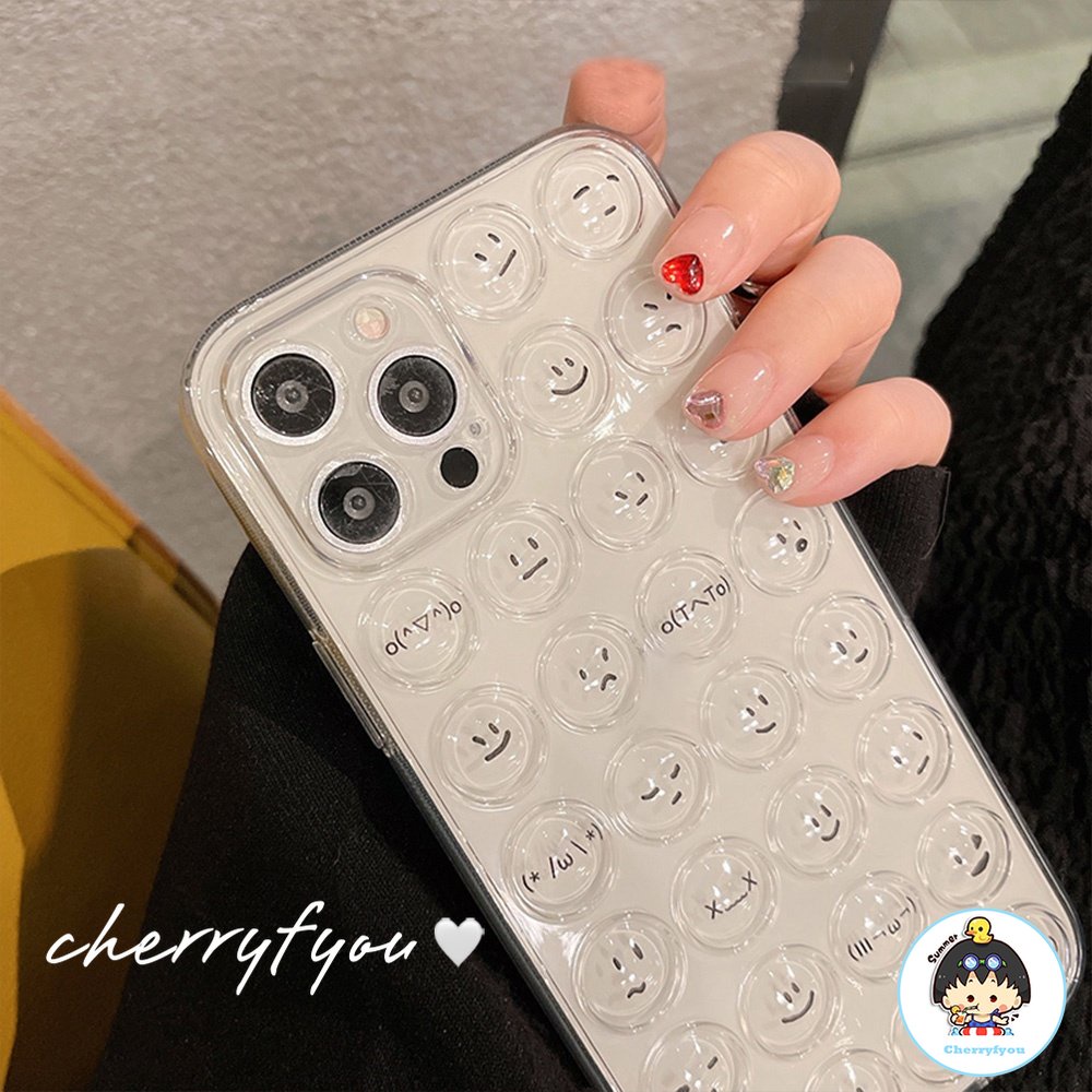 Ốp Điện Thoại TPU Dẻo Họa Tiết Mặt Cười Đơn Giản Chống Sốc Cho IPhone 14 13 12 11 Pro Max