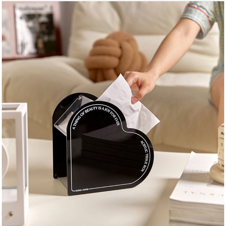 [Hàng Sẵn] Hộp Đựng Khăn Giấy Acrylic Hình Trái Tim Cao Cấp Hiện Đại Đơn Giản Trang Trí Nhà Phong Cách Bắc Âu【Tennessee052】