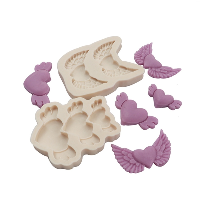Khuôn Silicone Làm Bánh Hình Trái Tim Đôi Cánh Đáng Yêu