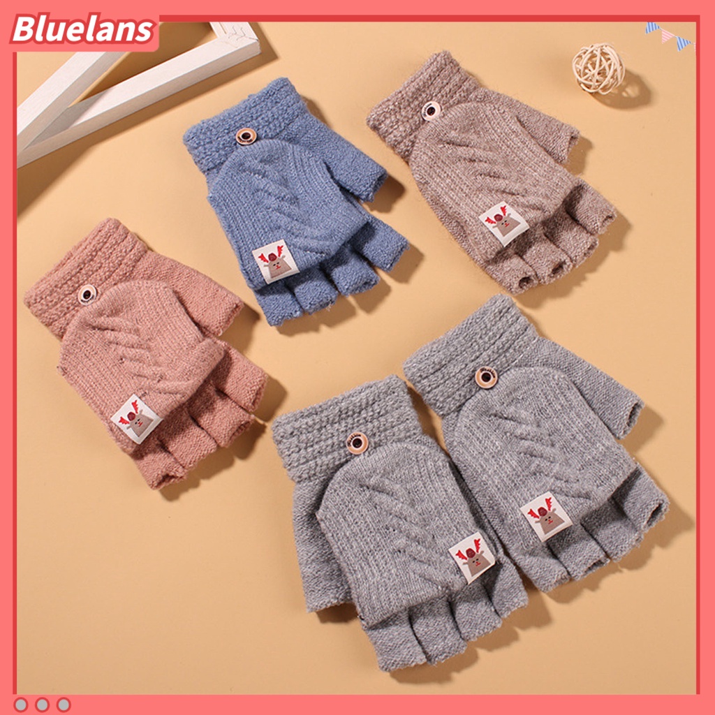 1 Đôi Găng Tay Hở Ngón Bằng Vải Dệt Kim Ấm Áp Sử Dụng Hàng Ngày