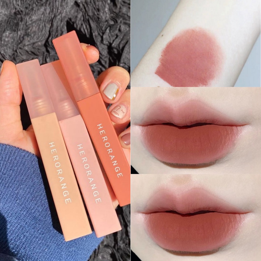 Son Kem HERORANGE Tông Nhung Lì Chống Nước Lâu Trôi 6 Màu Tùy Chọn