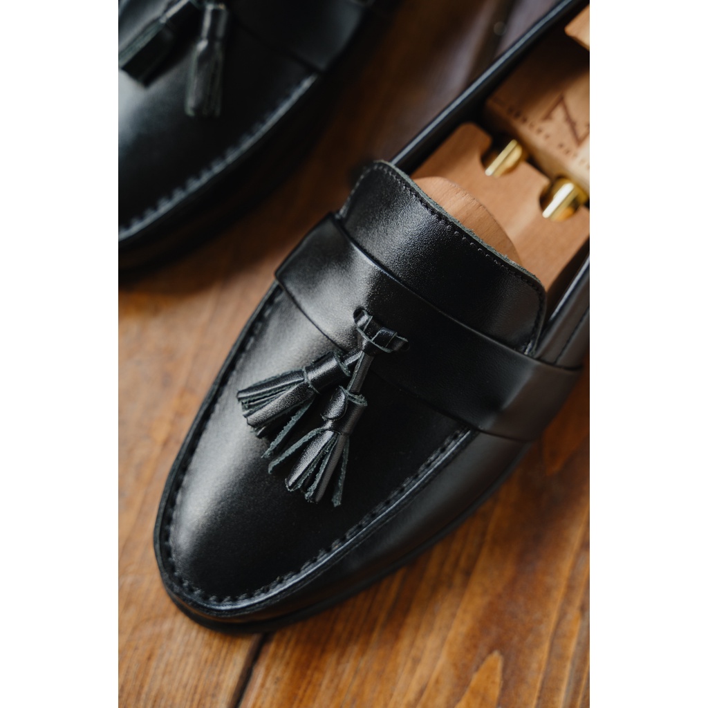 Giày lười da nam thủ công Zenlee Patina LTC07 kiểu dáng Tassel Loafer chuông khâu tay da bò thật bảo hành trọn đời