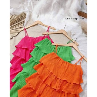 Đầm 2 dây tầng