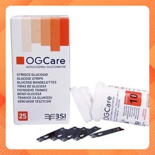 Que thử đường huyết ogcare hộp 25 que thử