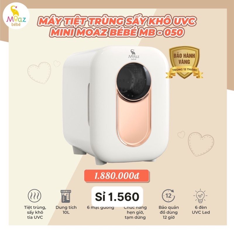 Máy Tiệt Trùng Sấy Khô Tia UVC Và Bảo Quản Bình Sữa Mini MOAZ BEBE MB 050