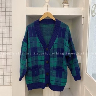 Áo cardigan dày kẻ caro
