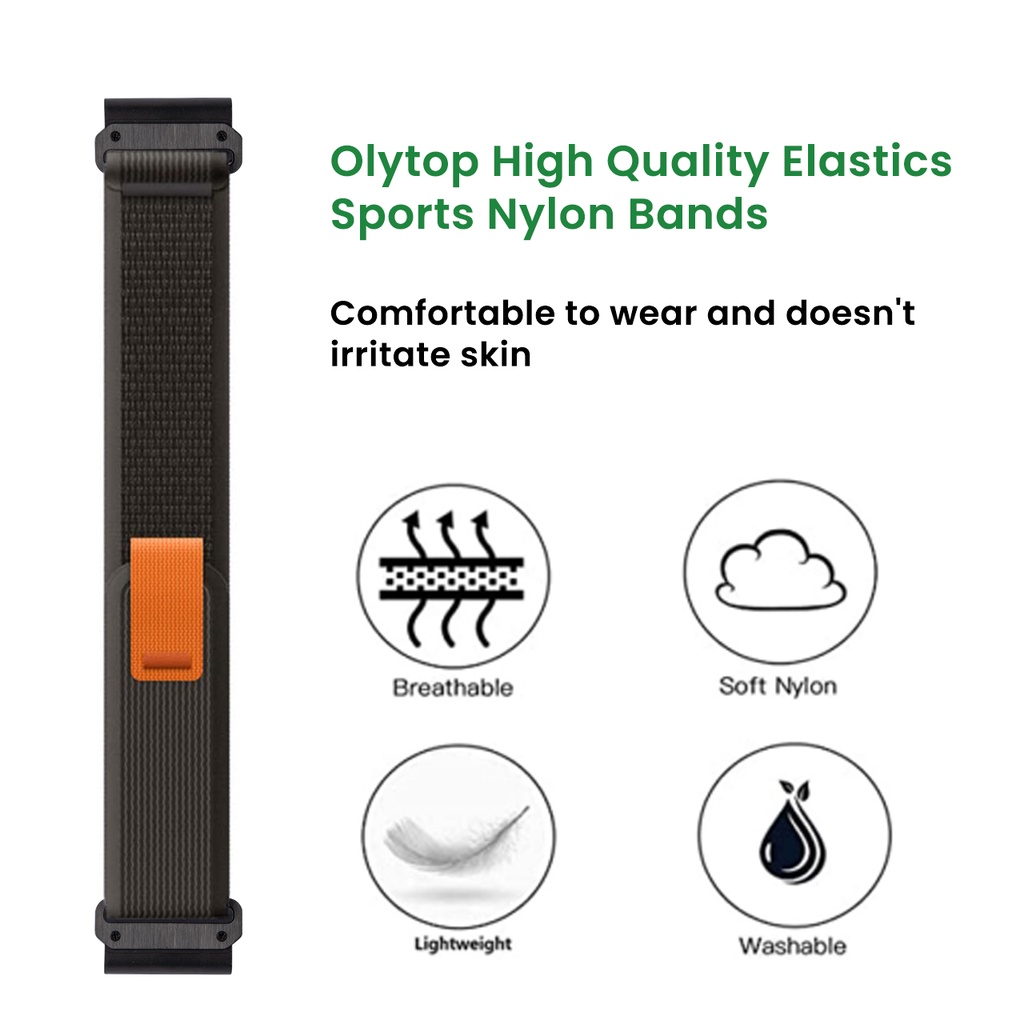 26mm 22mm Nylon Thể Thao Đường Dài Vòng Velcro Dây Đeo Nhanh Phù Hợp Với Dây Thay Thế Cho Garmin Descent Mk3i 51mm Mk2i Mk1 G1 Forerunner 965 955 945 935