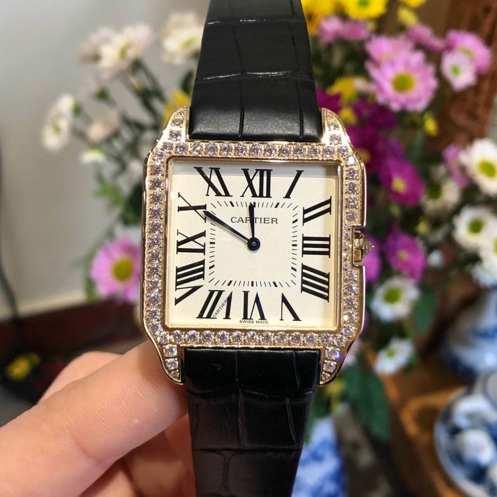 ĐỒNG HỒ NAM Cartier Men G Niềng đá dây da máy quazt thụy -khung thép- 40mm- chống nước- BẢO HÀNH 2năm