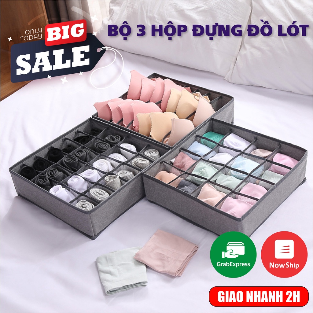 COMBO 3 HỘP ĐỰNG ĐỒ LÓT THÔNG MINH, gọn nhà trong tích tắc