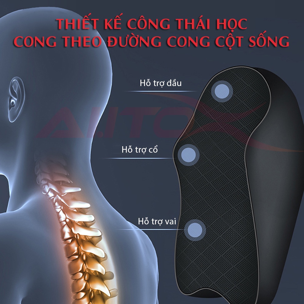 Gối tựa đầu ô tô Autox ruột cao su non vỏ da PU cao cấp kèm tựa lưng theo bộ sang trọng | BigBuy360 - bigbuy360.vn