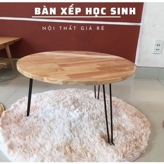 Bàn Tròn, Bàn Caffe, Bàn Trà Gỗ Cao Su Ngồi Bệt Chân Xếp Gọn (ĐK 59cm)