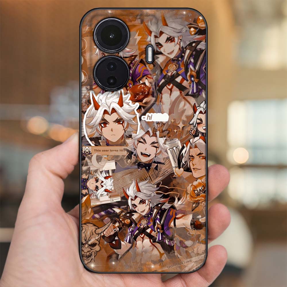 Ốp lưng Vivo T1 5G viền đen in hình Arataki Itto Genshin Impact