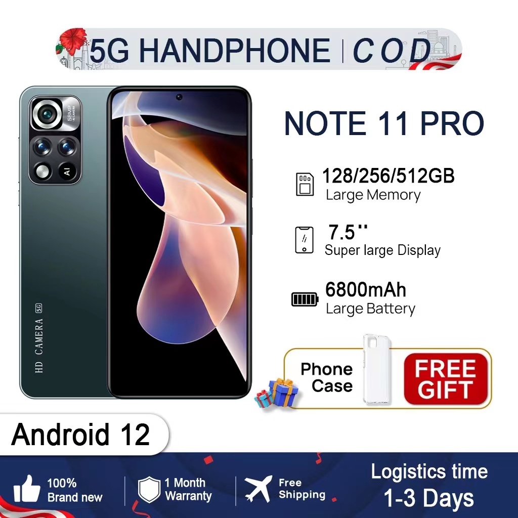 【FLASH SALE】Điện thoại Note11 Pro 12+512GB điện thoại android giá rẻ Màn hình độ nét cao 7,5 inch 5G Original Smartphone