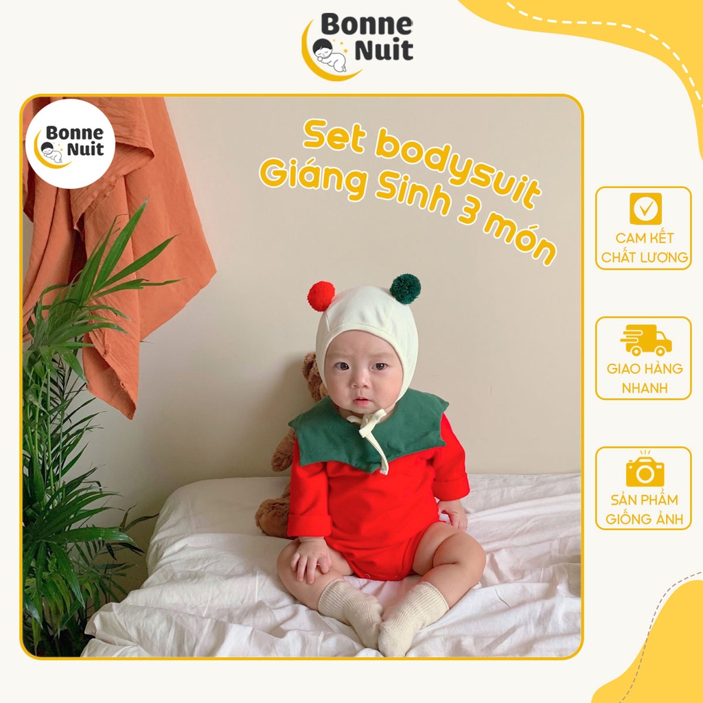 Set đồ Giáng sinh cho bé 3 món nón 2 cục bông